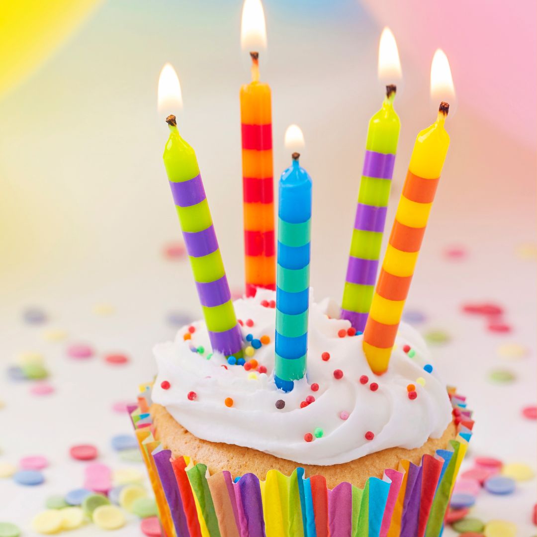 Birthday cupcake with candles