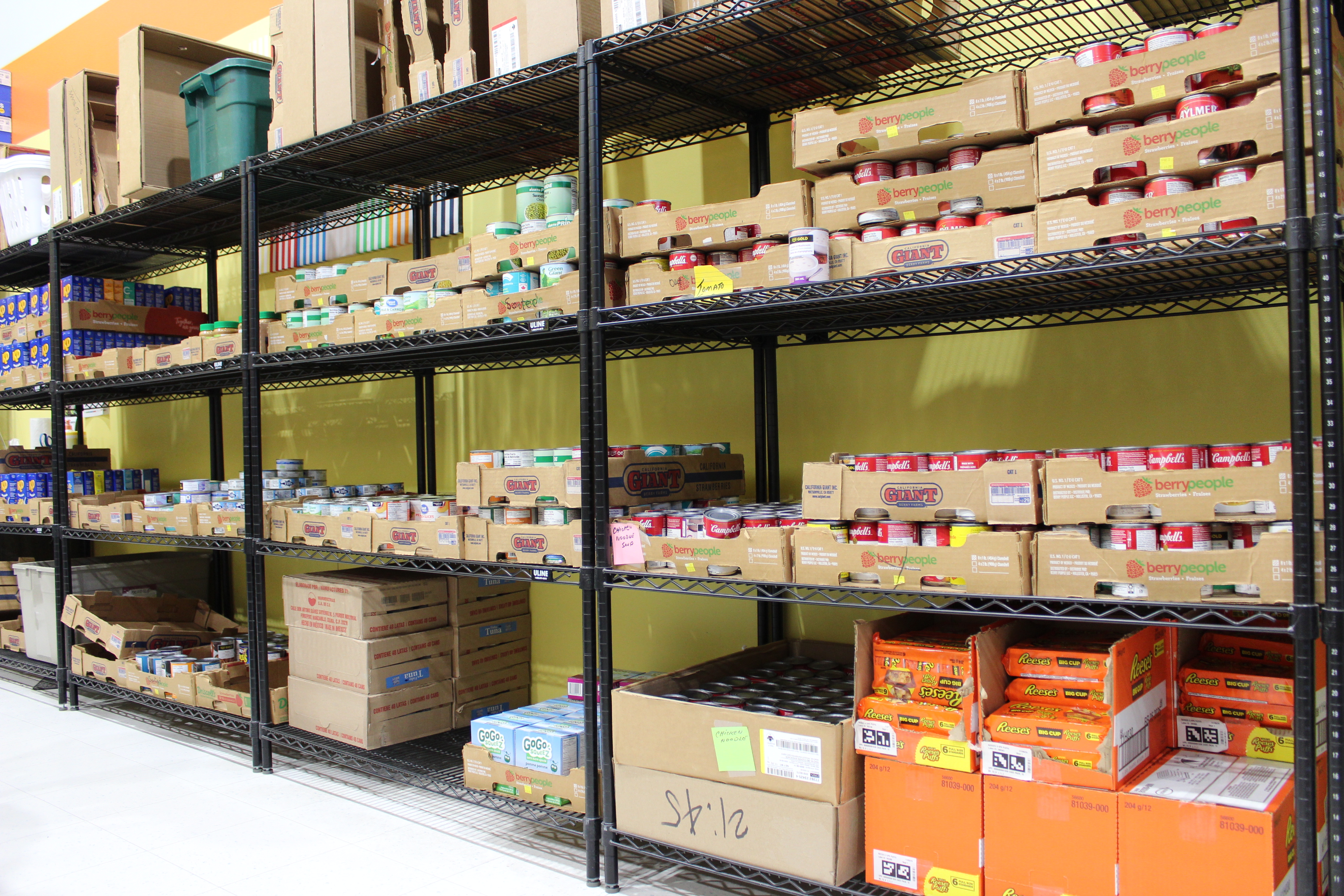 Food bank items on display