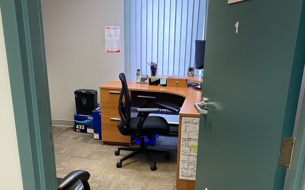 Church office with desk and chair