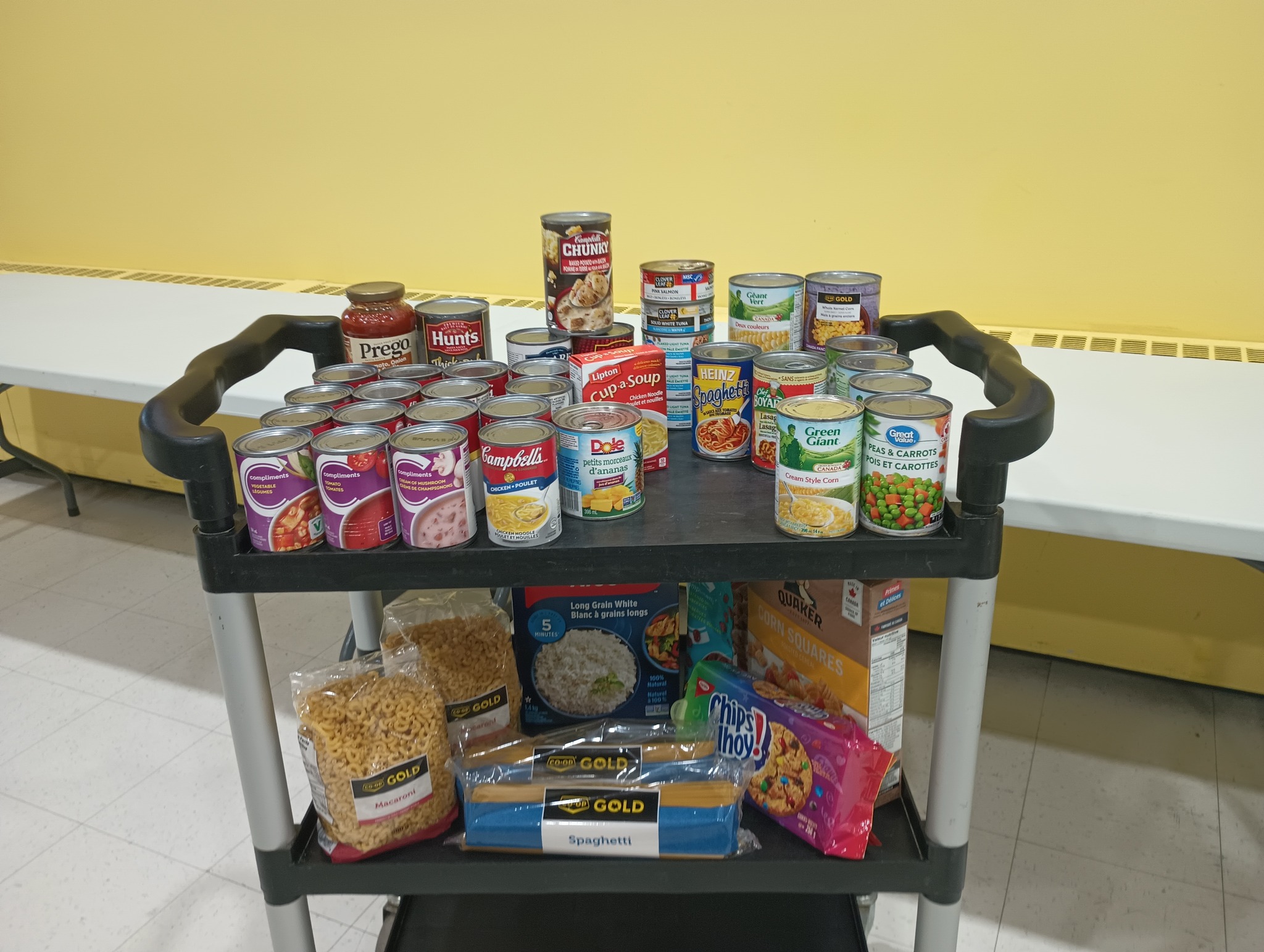 A cart full of donations